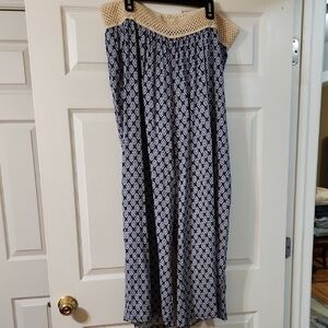 Living Doll Blue and Cream Patterned Wide Leg Jumpsuit